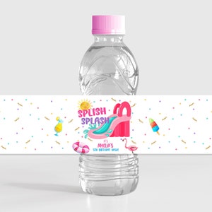 Étiquette de bouteille d'eau pour toboggan aquatique, décoration de fête d'anniversaire pour fille