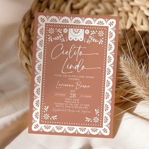Cielito Lindo Baby Shower Invitation Beige Mexican Talavera Gender Neutral Party Invite Papel Picado Baby Sprinkle Brunch EDITABLE AS42E
