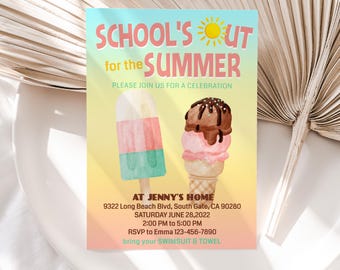 End of school party Editable invitation, Back to school party invite, 5X7inch, INSTANT download