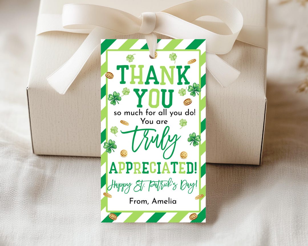 Sticker Patrick Thanks St Patrick's Day Gift Tags, Thank You for All You Do, You Are Truly ...
