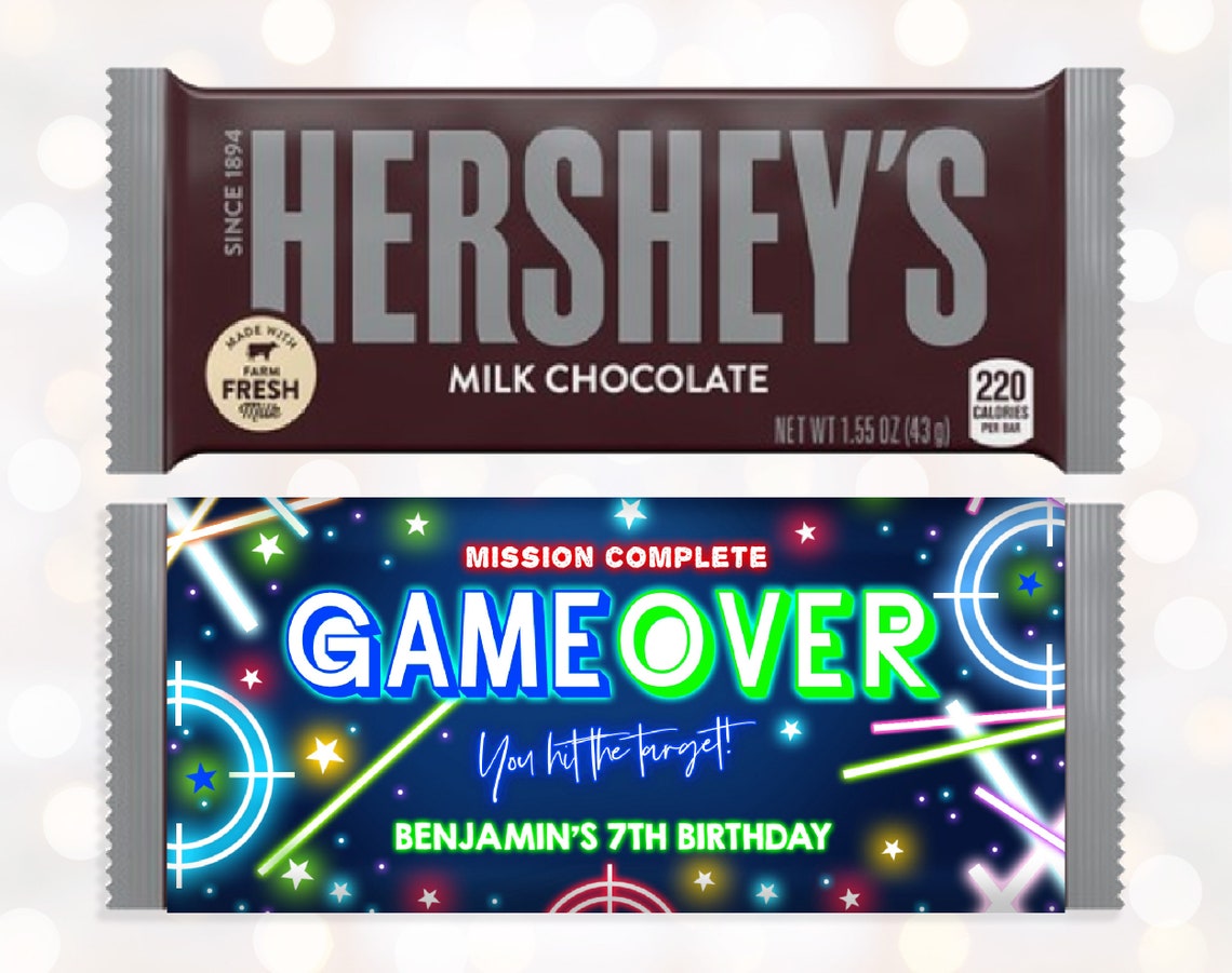 Printable Laser Tag Candy Bar Wrapper Custom Chocolate Label - Etsy