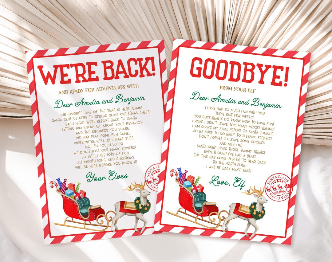 Elf Arrival Letter Goodbye Elf Letter Kit We're Back Note Elves ...