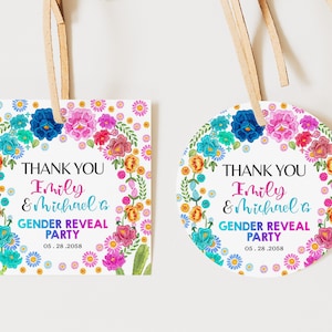 Fiesta Gender Reveal-bedankkaartjes Senor of Senorita bedankkaartjes Mexicaanse bloemen cadeaukaartjes Dessert bloemen Cinco de Mayo afdrukbare BS15MW
