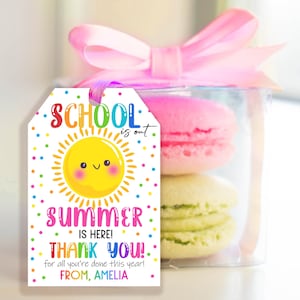 La scuola è finita, l'estate è arrivata, tag regalo di fine anno scolastico, apprezzamento per gli insegnanti, ultimo giorno di scuola, tag di ringraziamento stampabili HL27