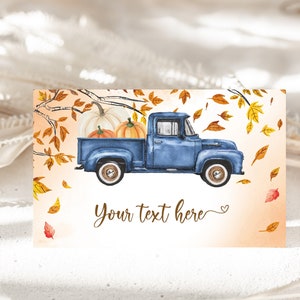 Herbst Baby Shower Junge 1.Geburtstag Party Dekor Blauer LKW Tischkarte Buffet BS28B AT09B Kürbis LKW Tischkarte Buffet