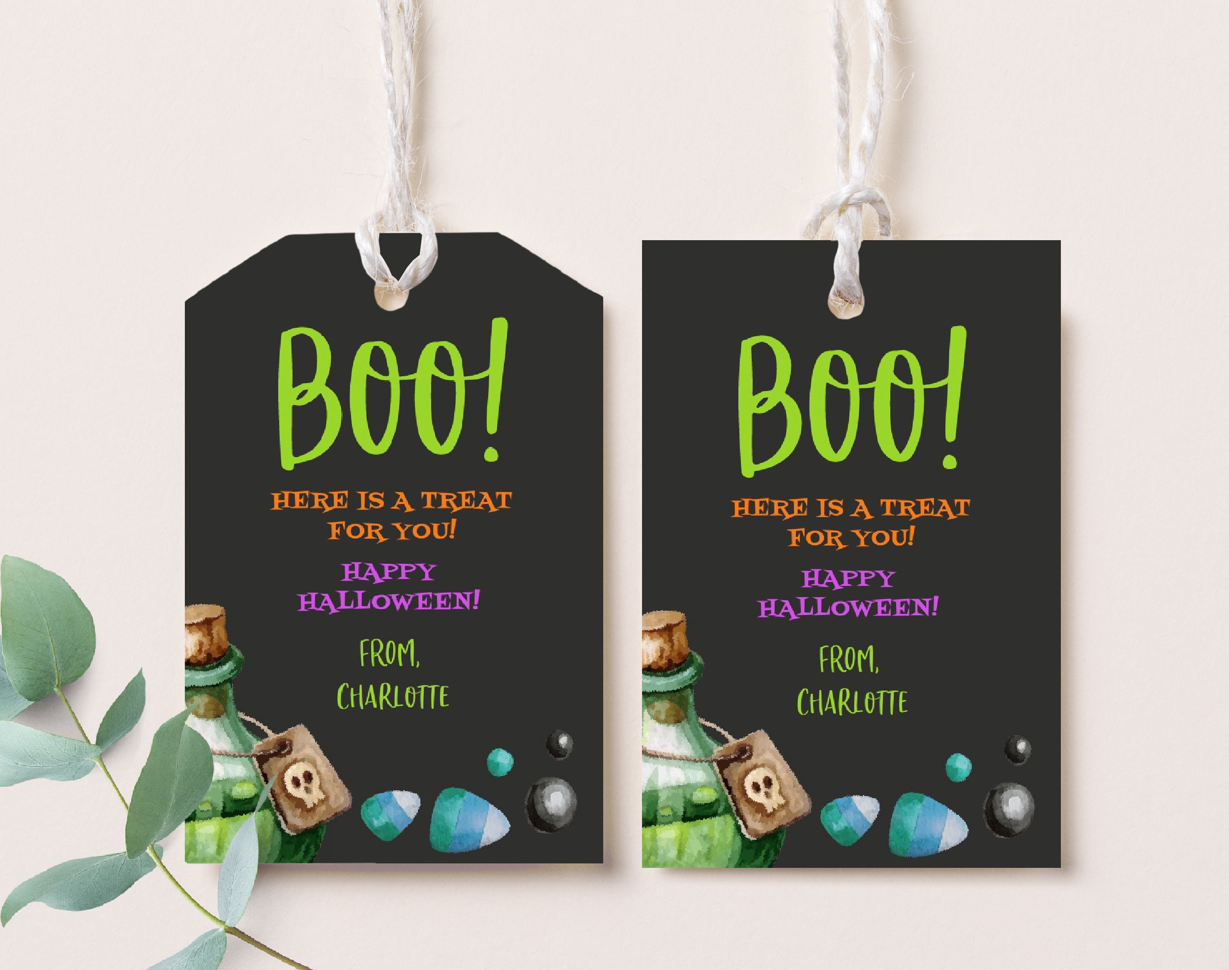 Halloween Tags Party Birthday Thank You Gift Favor Mini Label Sticker ...