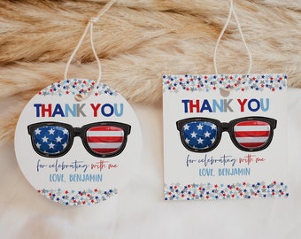 4th of July Favor Tags Fourth of July Gift Tags Independence Day Patriotic Birthday Party Favors Red White Thank You Tags Printable HL29