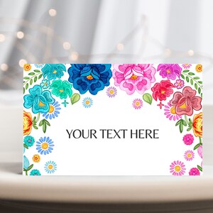 Fiesta Gender Reveal Voedseltenten Senor of Senorita Voedseletiketten Mexicaanse bloemen Dessert Bloemen Cinco de Mayo Plaatskaarten Afdrukbaar BS15MW