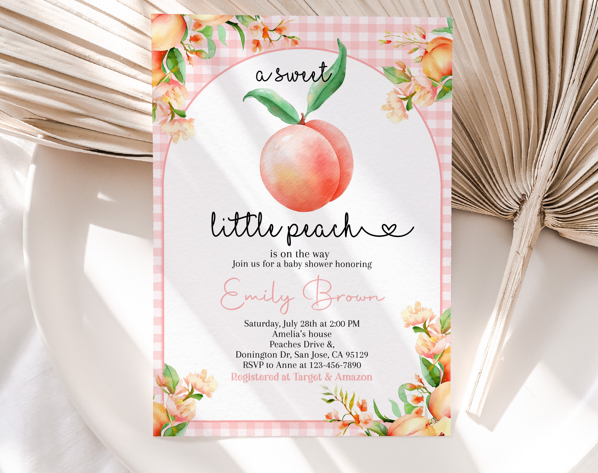 Babyparty Einladungskarten Mit Umschlägen – 20 Stück, Süßes „A Little Peach Is On The Way“ Design