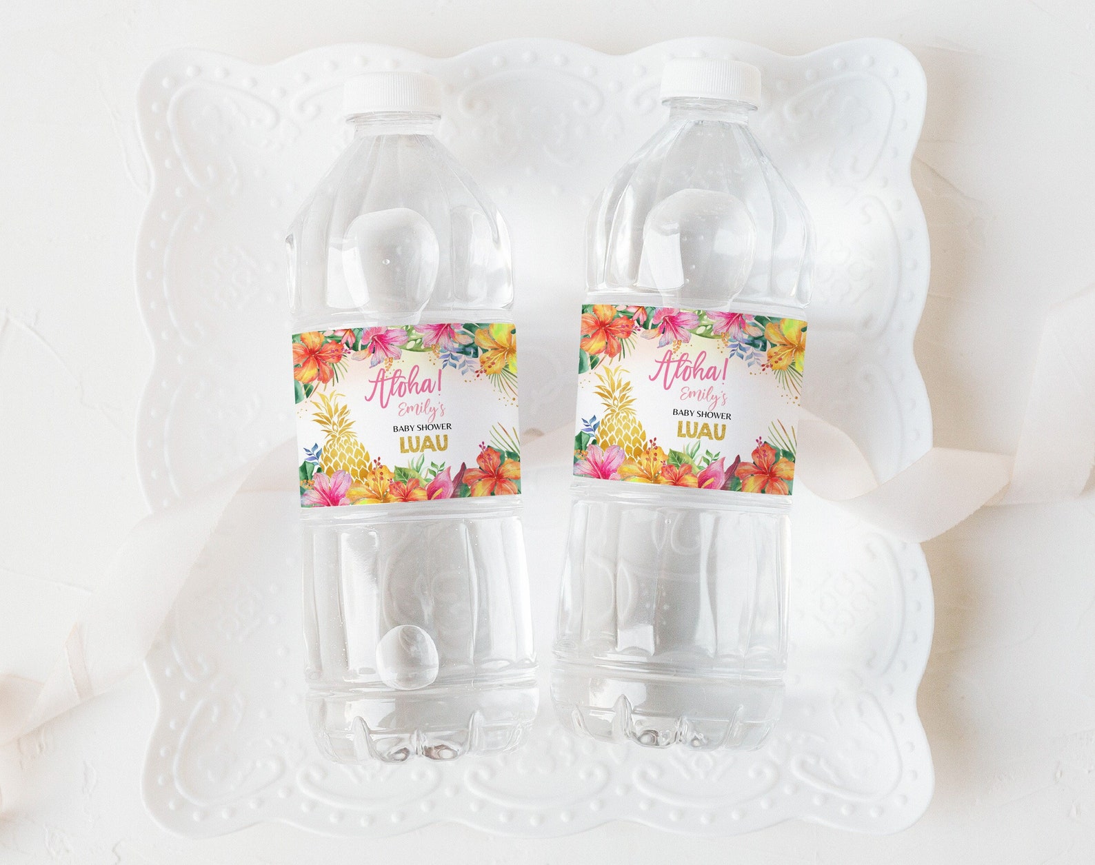 Alloha Label Aloha Baby Shower Water Bottle Label Hawaiian Tropical Luau Gender ...