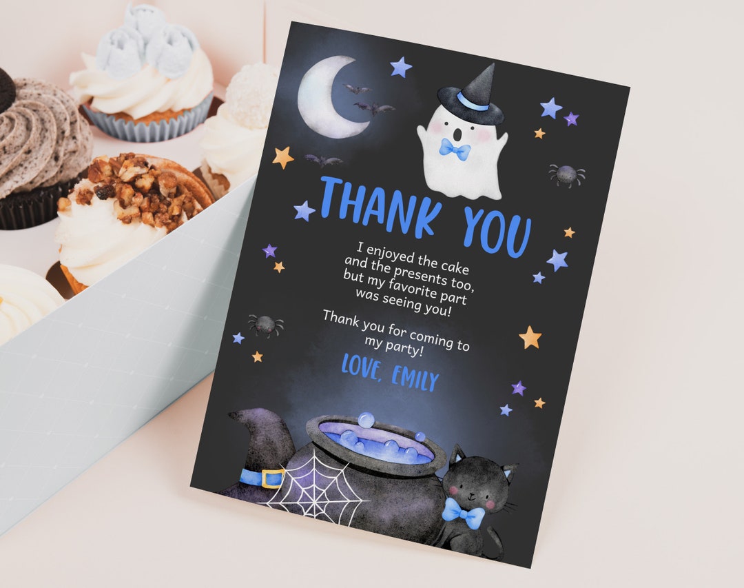 It's a Boo-y Baby Shower Thank You Card Blue Halloween Thank You Note ...