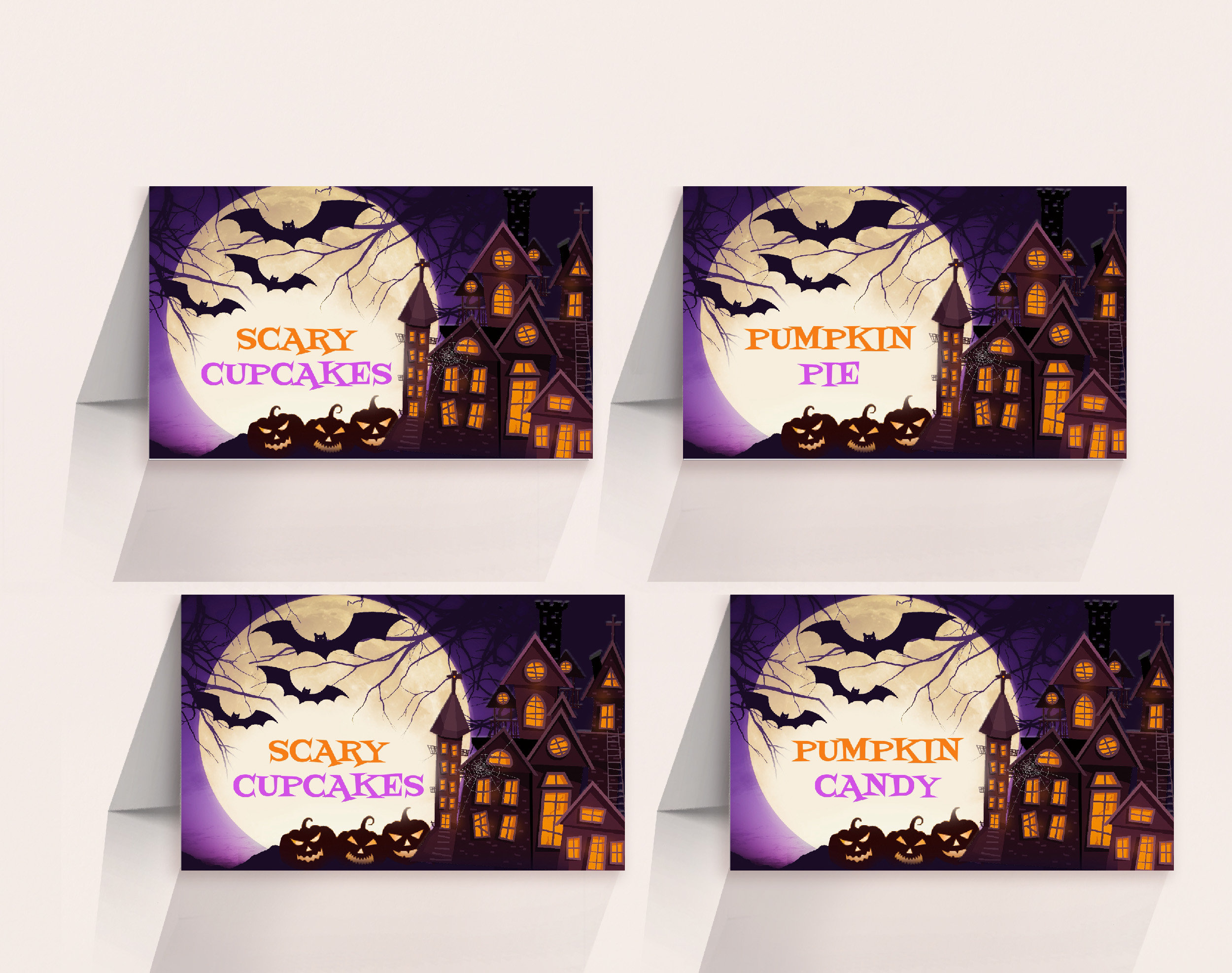 Halloween Food Tents Haunted House Birthday Party Decor Spooktacular Food Labels Spooky One Printable Place Cards Buffet