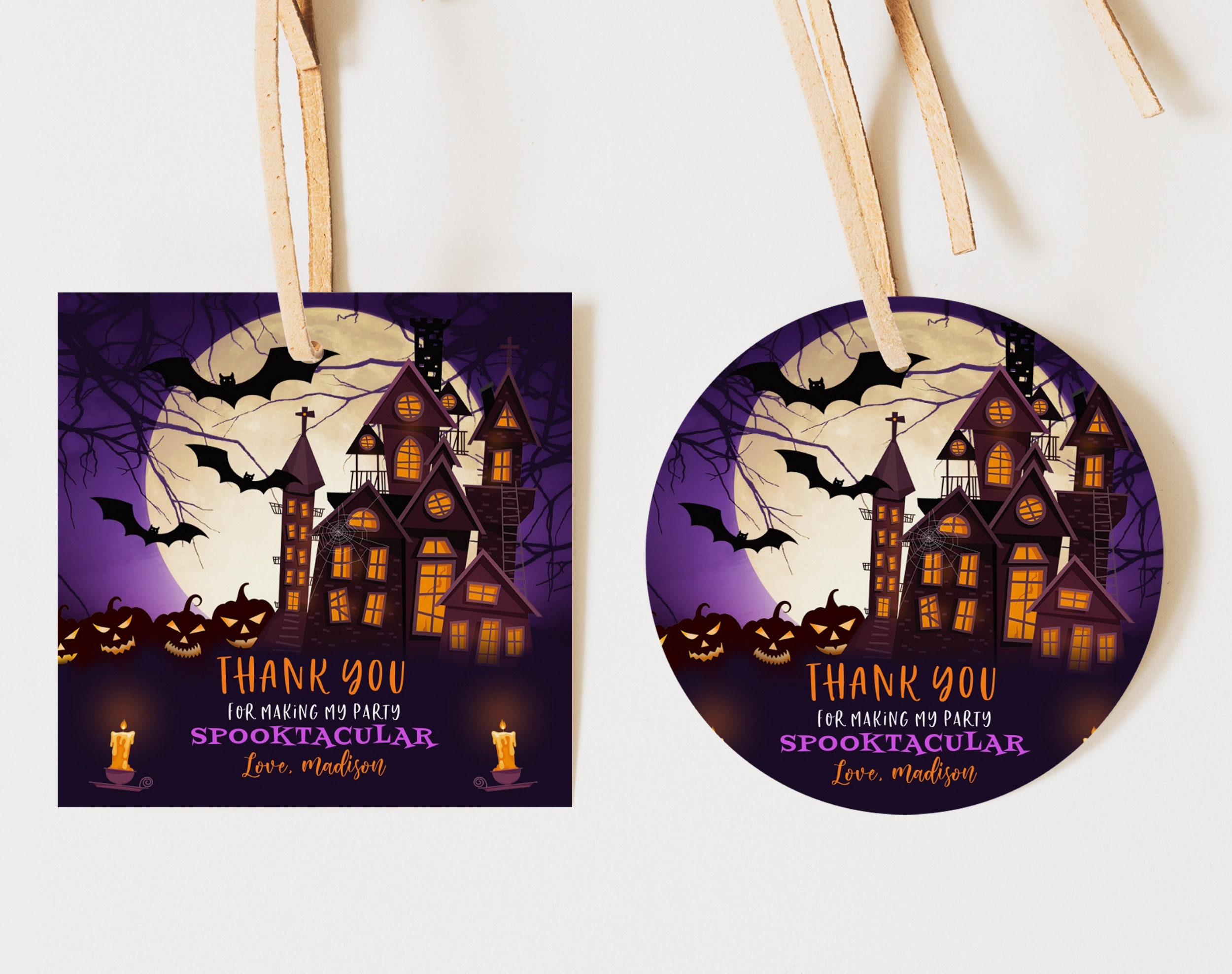 Halloween Thank You Stickers Kids Halloween Party Gift Tags Haunted ...