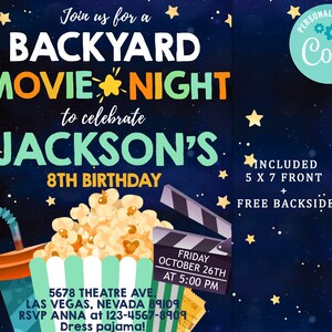 Backyard Movie Night Invitation Outdoor Movie Birthday Party - Etsy
