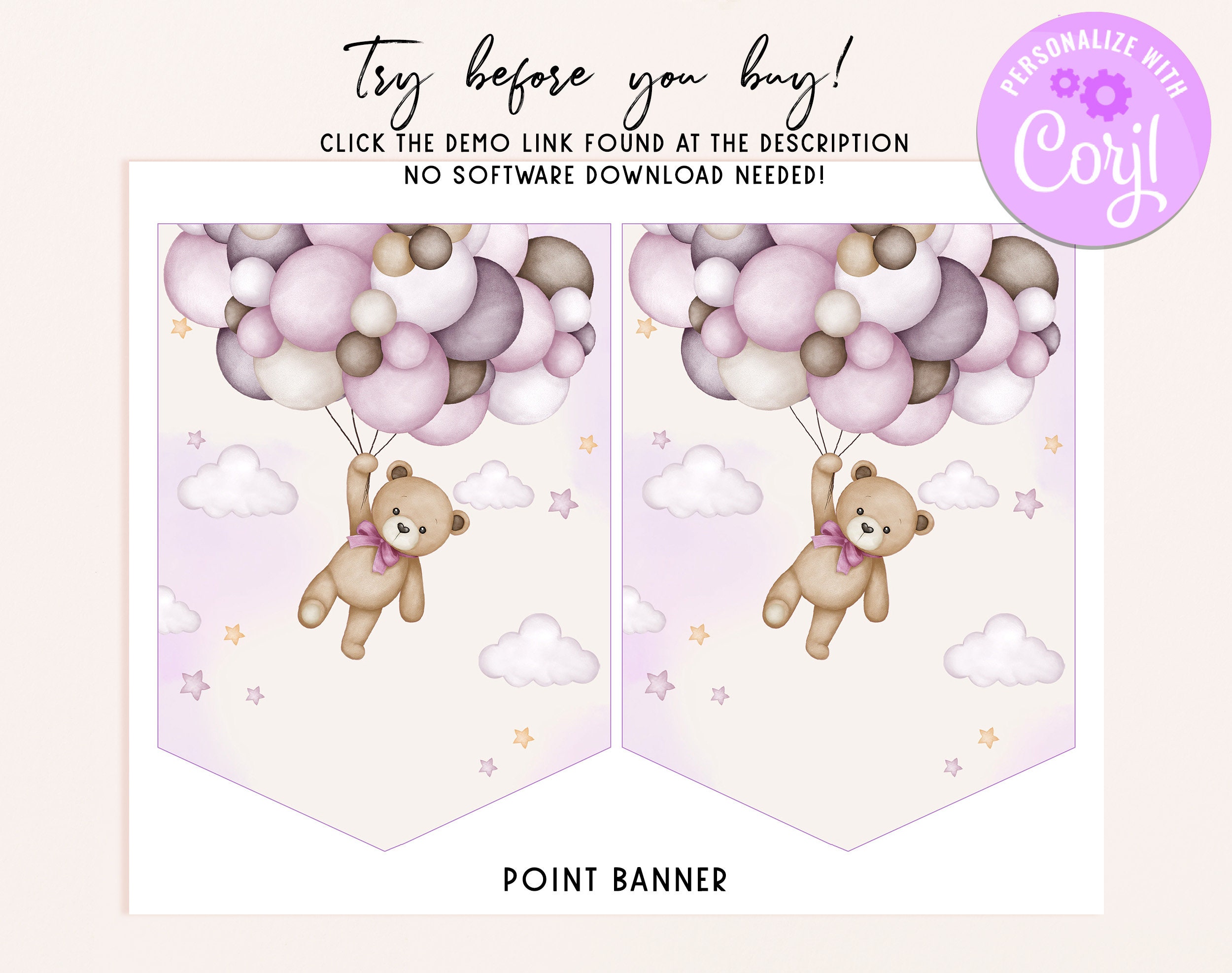 Teddy Bear Birthday Banner Tan Brown Boy Girl 1st Birthday Party Decor ...