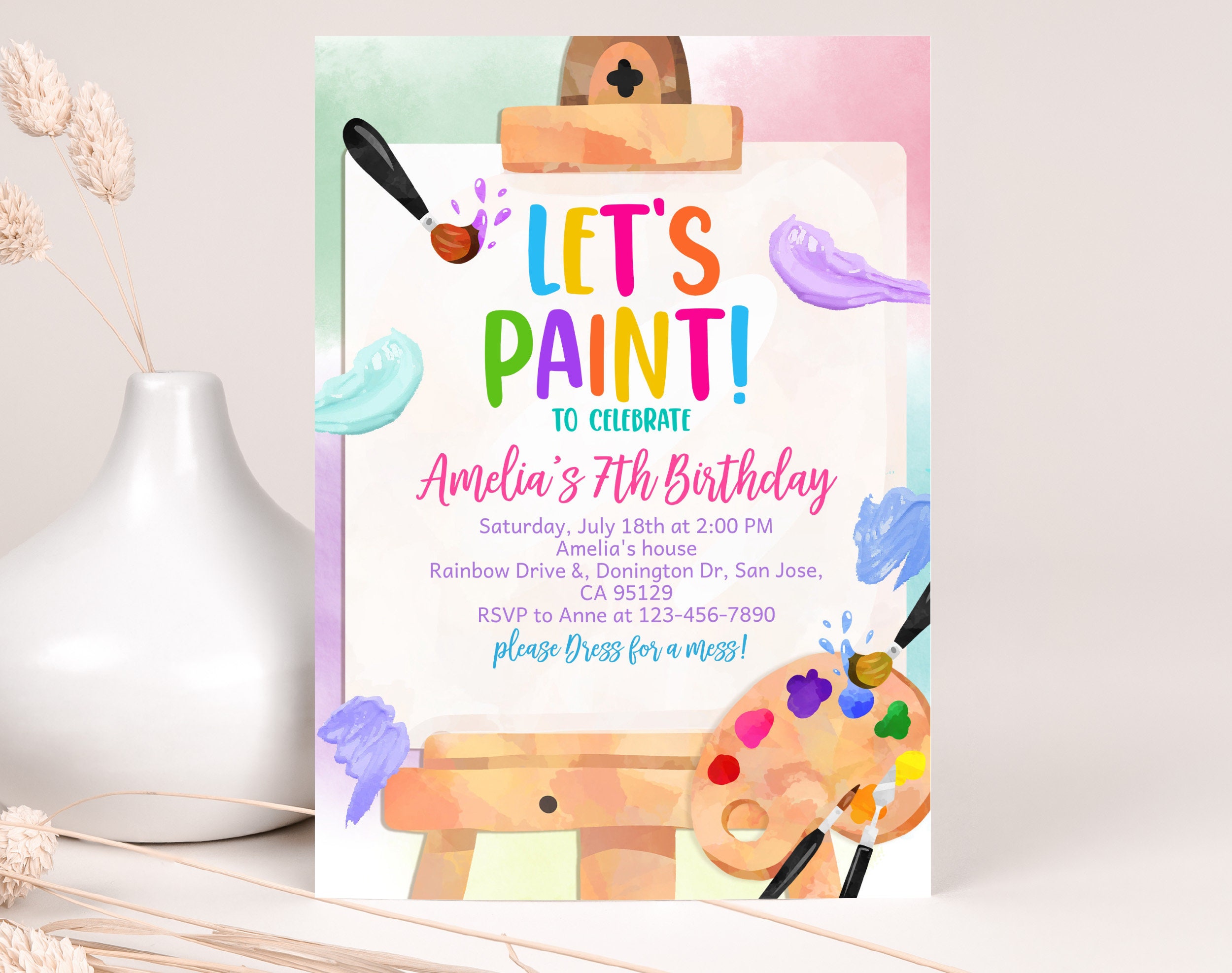 Art Party Food Label Mini Canvas and Easels. Rainbow Party Decorations, Art  Birthday Decorations, Painting Art Splat Decorations. 4CT 