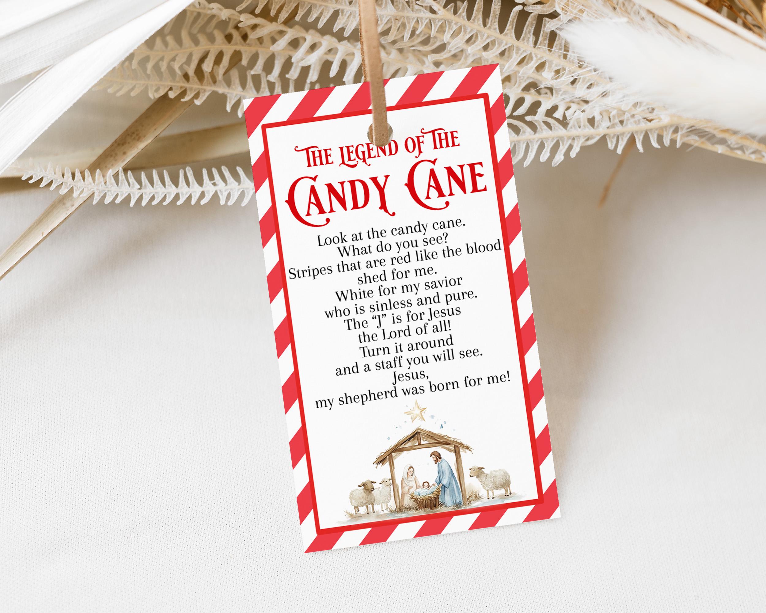 Legend of the Candy Cane Printable Tags, Kids Christian Treat Tag ...