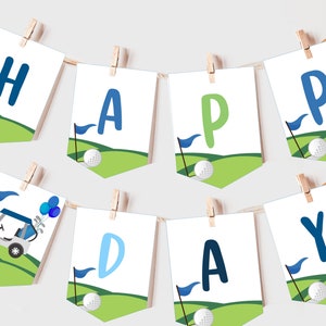 Golf Birthday Banner Hole In One Birthday Party Decor Boy First 1st Birthday Garland Golfing Let&#39;s Par-Tee Time Bunting EDITABLE BT24B