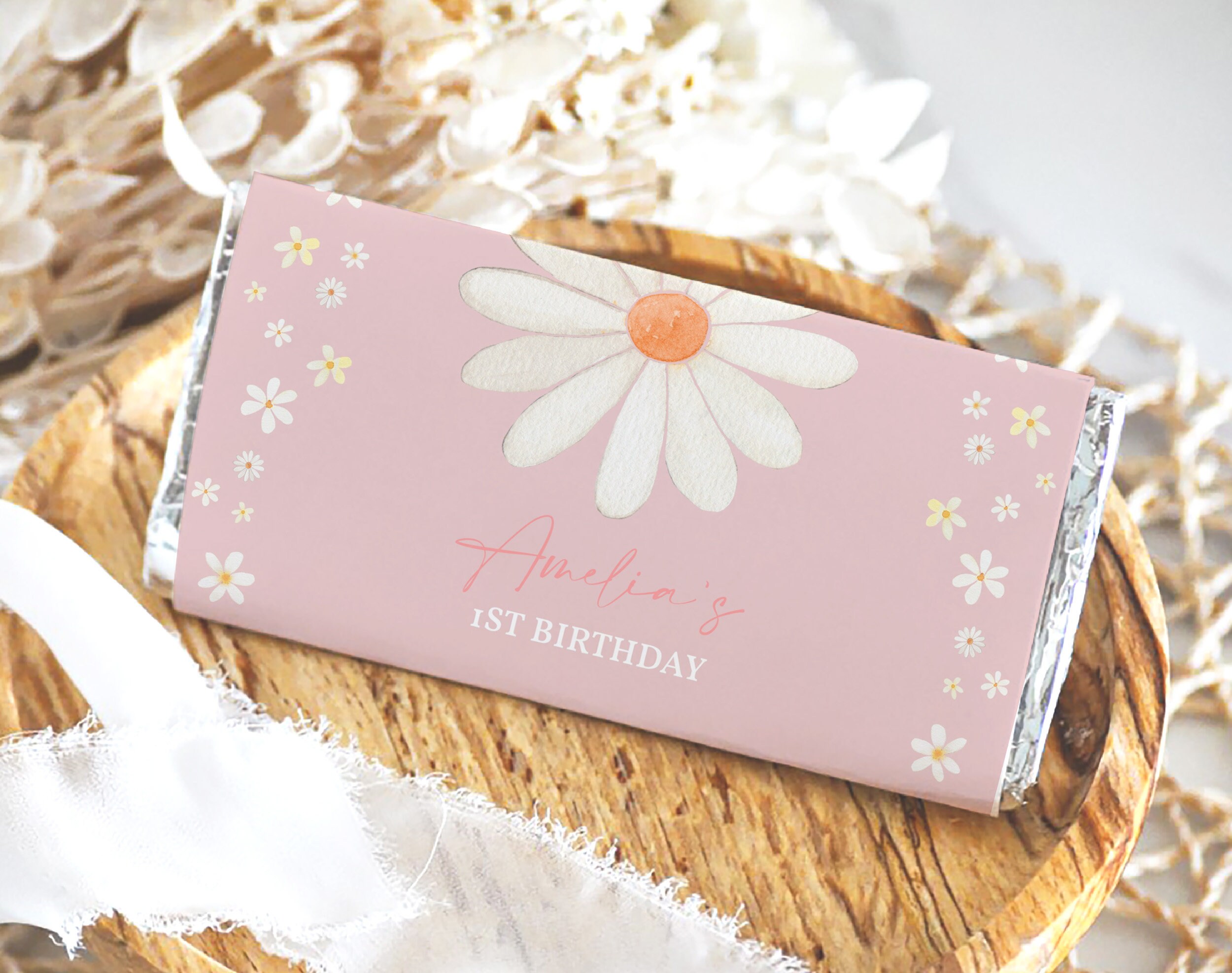 Wrapper Girl Daisy Birthday Chocolate Wrapper Girl 1st Birthday Party Decor Retro ...