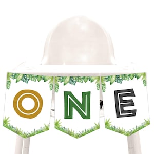Safari Birthday High Chair Banner Gold Boy First Birthday Party Decor Two Wild One Garland Zoo Jungle Animals Printable Bunting Flag BT96G