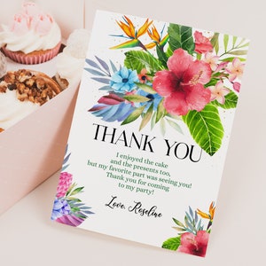 Luau Geburtstag Dankeskarte Aloha Baby Shower Danke Hinweis Hawaiian Tropical Sommer Party Dekor Pink Hibiskus Printable BS09R AT29R