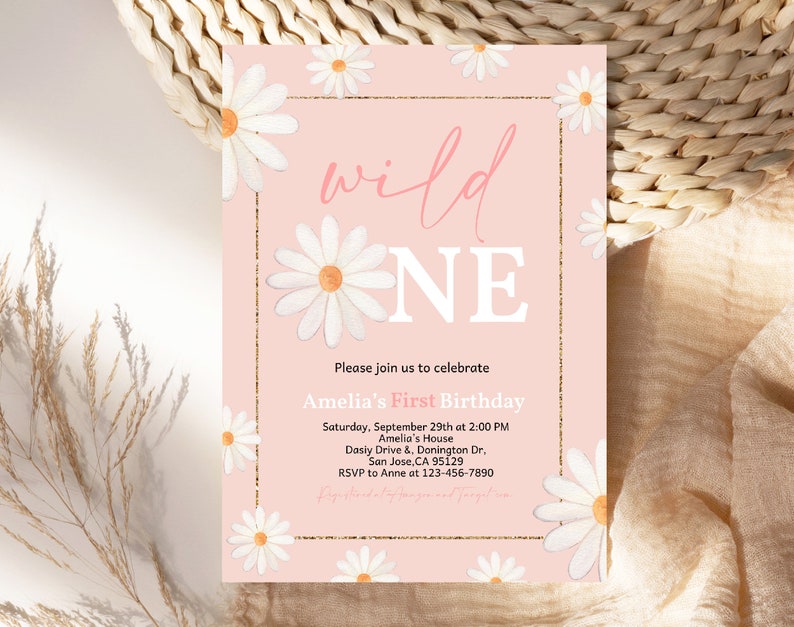 Daisy Birthday Invitation EDITABLE Daisy First Birthday Etsy