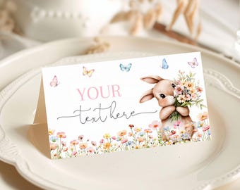 Some Bunny Food Tents Wildflower Butterfly Birthday Baby Shower Food Labels Spring Flowers Floral Party Decor Easter Place Card AS43P AT72P