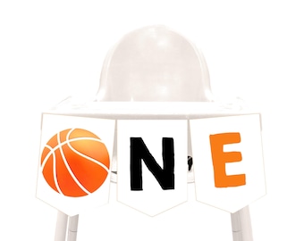 Basketball High Chair Banner Boy 1st Birthday Party Decor Sports Team All Star Athletic It's Game Time Garland Printable Bunting Flag BT13W