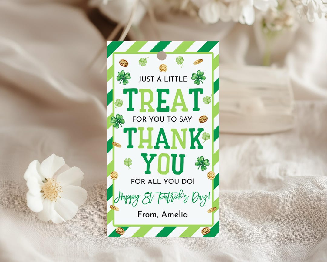 Sticker Patrick Thanks St Patrick's Day Gift Tags, Just a Little Treat to Say Thank You for ...