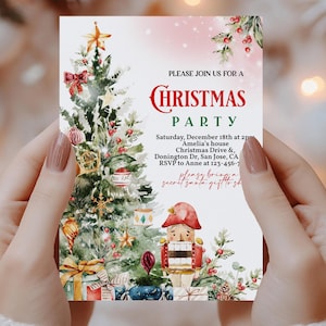 Nutcracker Christmas Party Invitation Template Happy Winter Holiday Party Invite New Year&#39;s Eve Dinner Brunch Tea Party Printable HL10