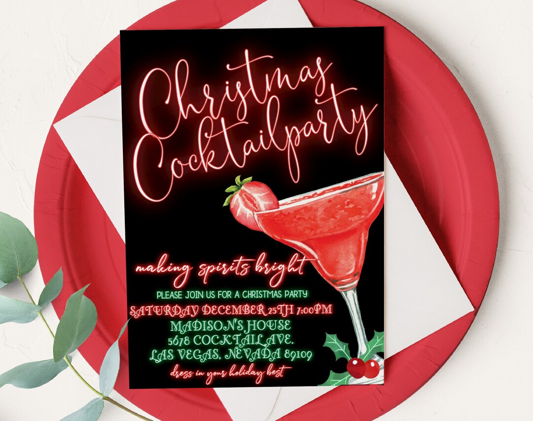 Christmas Cocktail Party Invitation Wine Exchange Invites Winter