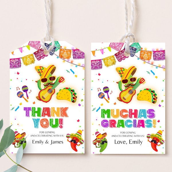 Fiesta Favor Tags Taco Bout A Baby Gift Tags Mexican Birthday Party Thank You Printables Baby Shower Decor Label EDITABLE Template BT64
