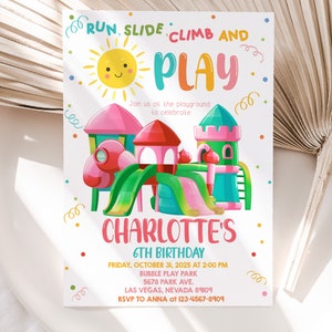Spielplatz Einladung Park Geburtstagsparty einladen Hinterhof Junge Mädchen Kinder im Freien Schaukeln Rutschen Klettern Vorlage EDITIERBAR Instant Download BT27