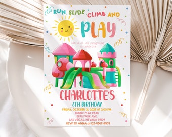 Playground Invitation Park Birthday Party Invite Backyard Boy Girl Kids Outdoor Swings Slides Climb Template EDITABLE Instant Download BT27