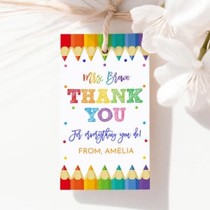 Bedankt voor alles wat je doet Cadeaukaartje voor de leraar Waarderingsweek Schoolklas klas Kleurpotlood Regenboog-bedankkaartjes Afdrukbaar TE03P