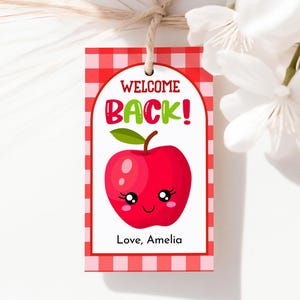 Welcome Back to School Gift Tags Apple First Day of School Favor Tag Teacher Classroom Student Class PTA PTO New Year Red Printable TE02P