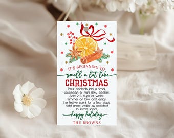 Etiquetas para popurrí navideño, etiqueta de regalo "Empieza a oler mucho a Navidad", imprimible para maestros, clientes, vecinos y compañeros de trabajo HL66R