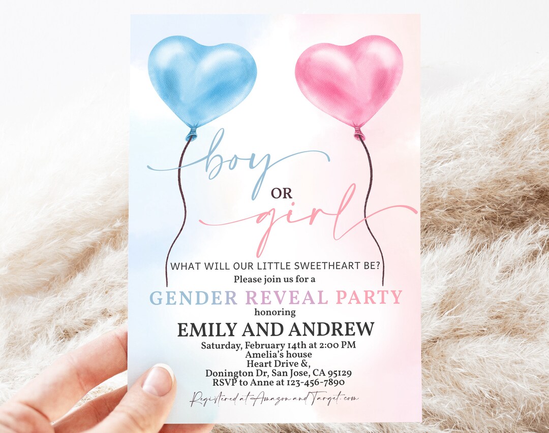 Valentine Gender Reveal Party Invitation Sweetheart Gender Neutral