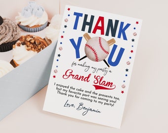 Baseball Baby Shower Thank You Card Softball Birthday Thank You Note Boy Sports Party Decor All Star Rookie of the Year EDITABLE BS45 BT68