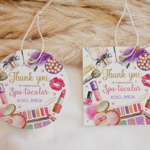 Etichette per bomboniere per feste in spa, trucco per bambine, bomboniere per pigiama party, etichette regalo per feste di coccole, etichette per manicure e pedicure per adolescenti, etichette di ringraziamento glamour stampabili BT70