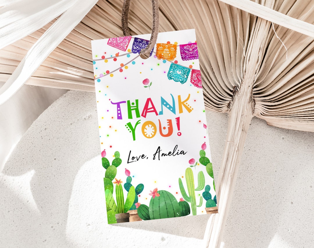 Fiesta Favor Tags Mexican Birthday Party Thank You Tags Cactus ...