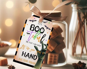 Etiquetas de regalo de Halloween para agentes inmobiliarios: ¡Momento espeluznante para comprar o vender! Déjame echarte una mano. Etiquetas de agradecimiento para otoño. Etiquetas de agradecimiento imprimibles HL36