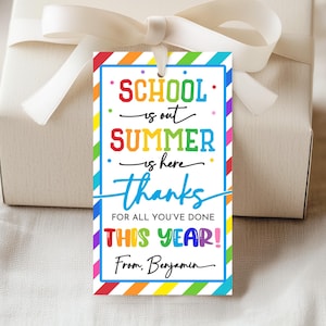 School is Out Summer is here Cadeaukaartje aan het einde van het jaar Leraar Waardering Klas Bedankkaartjes Bedankt voor alles wat je dit jaar hebt gedaan Afdrukbaar SU05B