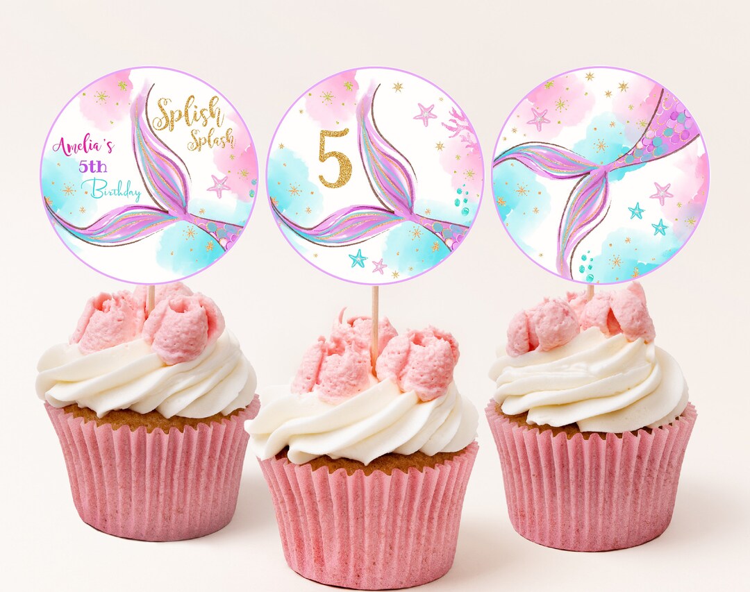 Mermaid Cupcake Topper Under the Sea Party Favors Little Ariel Etsy