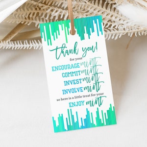 Mint Thank You Tags Teacher Appreciation Gift Tag PTA Staff Employee Volunteer Nurse Favor Label Treats Bag Sticker Printable Template HL43