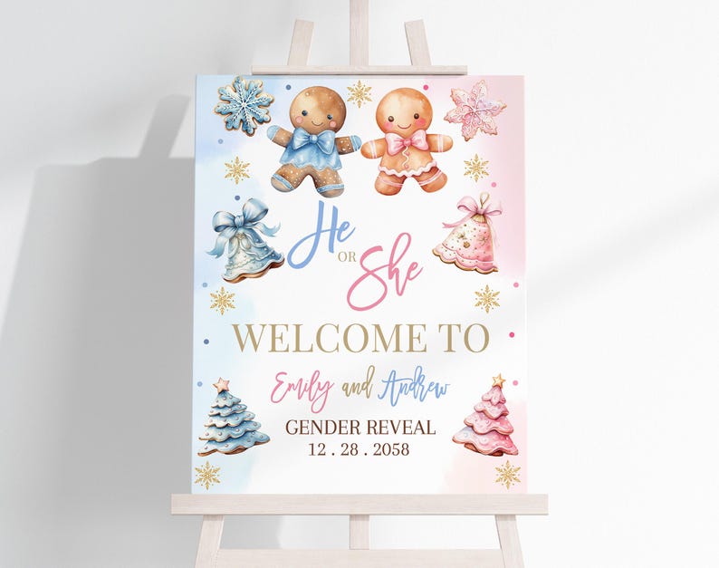 What's Baking Gender Reveal Welcome Sign Winter Baby Shower Poster ...