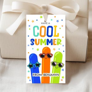 Een coole zomer cadeaukaartjes einde schooljaar cadeaus bevriezen pop ijs ijslolly bedankkaartje leraar klas student traktatiekaartjes afdrukbaar SU03B
