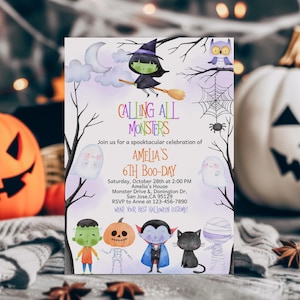 Halloween Birthday Invitation Calling All Monsters Party Invite Spooky Kids Halloween Party Costume Spooktacular EDITABLE Template BT88V