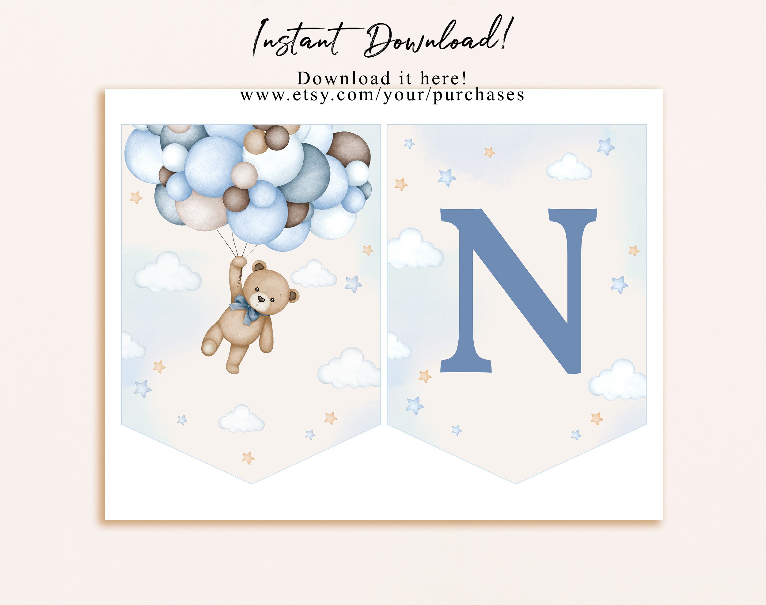 Teddy Bear High Chair Banner Beary First Boy Birthday Party Decor Blue ...
