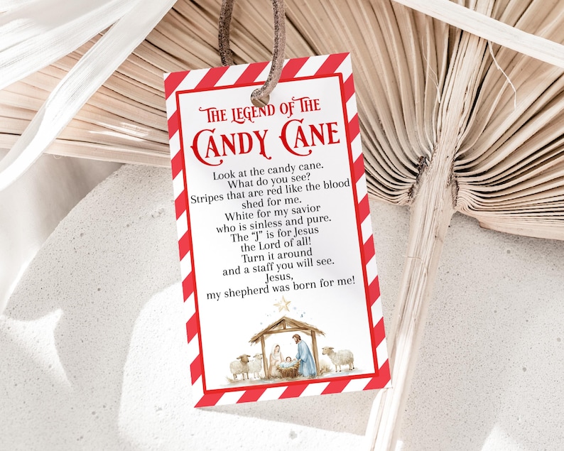 Legend of the Candy Cane Printable Tags, Kids Christian Treat Tag ...